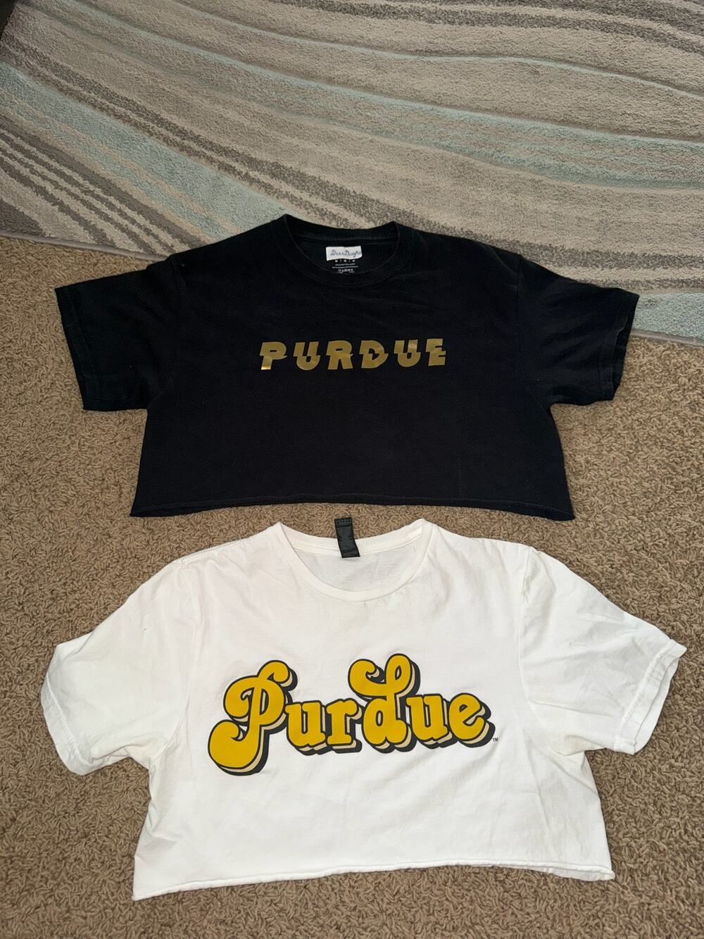 Purdue University cropped t-shirts in black and white Medium